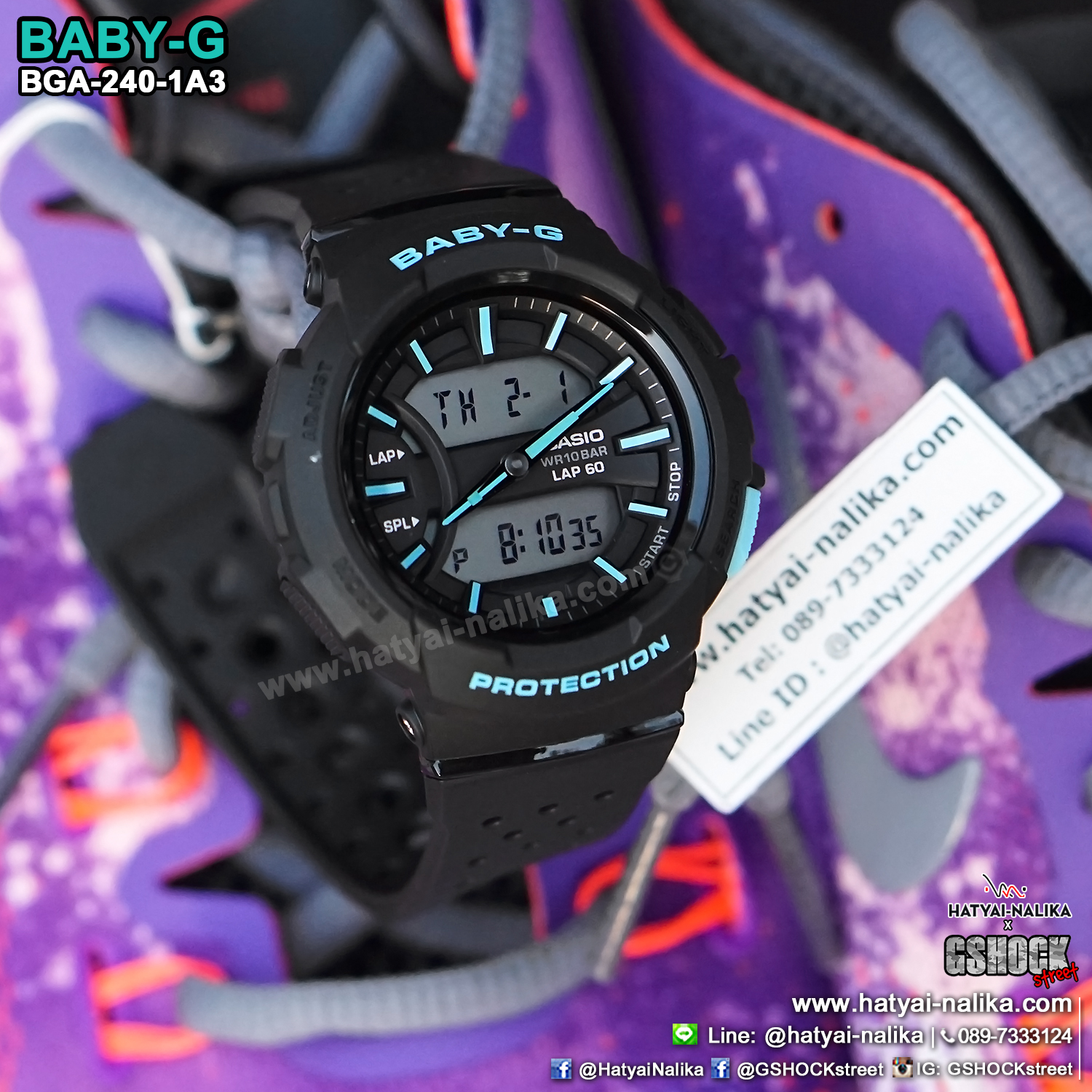 นาฬิกา Casio Baby-G for Running BGA-240 Neon Color series รุ่น BGA-240-1A3 ของแท้ รับประกัน1ปี