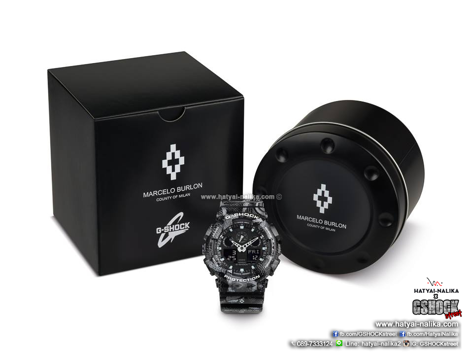 นาฬิกา Casio G-SHOCK x MARCELO BURLON Limited Edition รุ่น GA-100MRB-1A ลายงู (นำเข้า Japan) ของแท้ รับประกัน 1 ปี