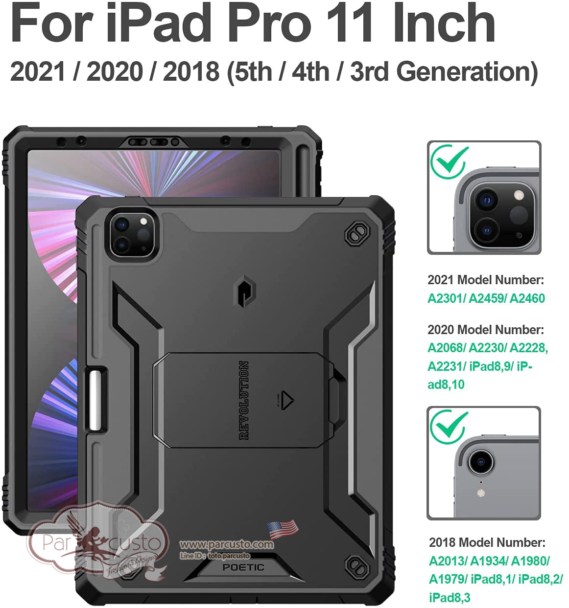 เคสกันกระแทก Apple iPad Pro 11 2021/2020/2018 [Revolution] จาก Poetic [Pre-order USA]