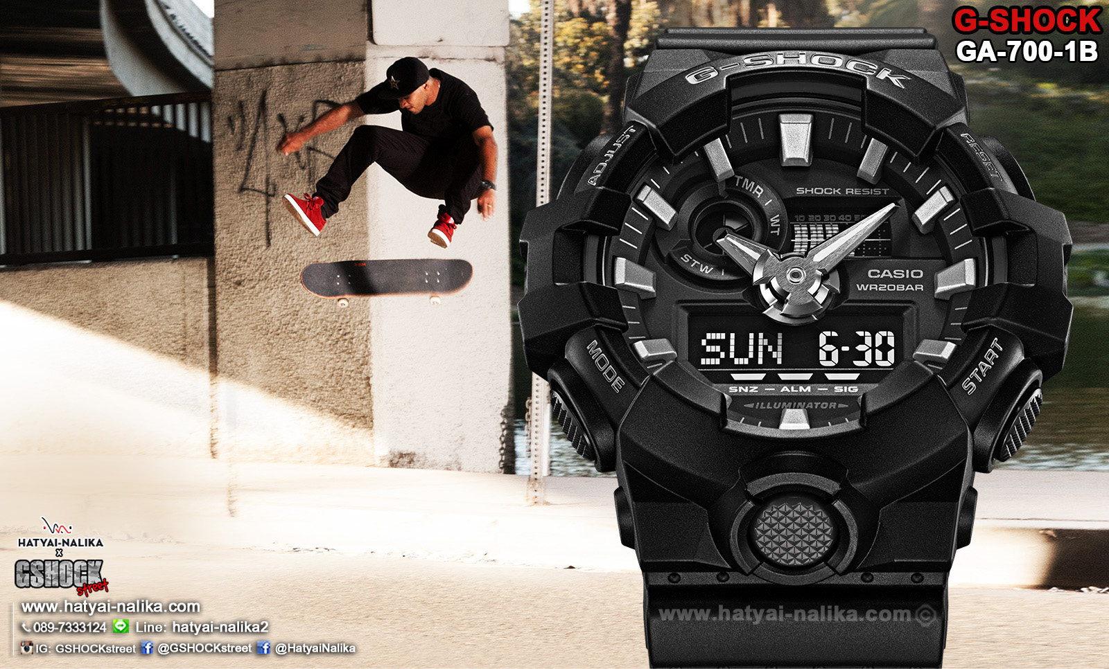 นาฬิกา คาสิโอ Casio G-Shock Standard ANALOG-DIGITAL รุ่น GA-700-1B ของแท้ รับประกัน 1 ปี