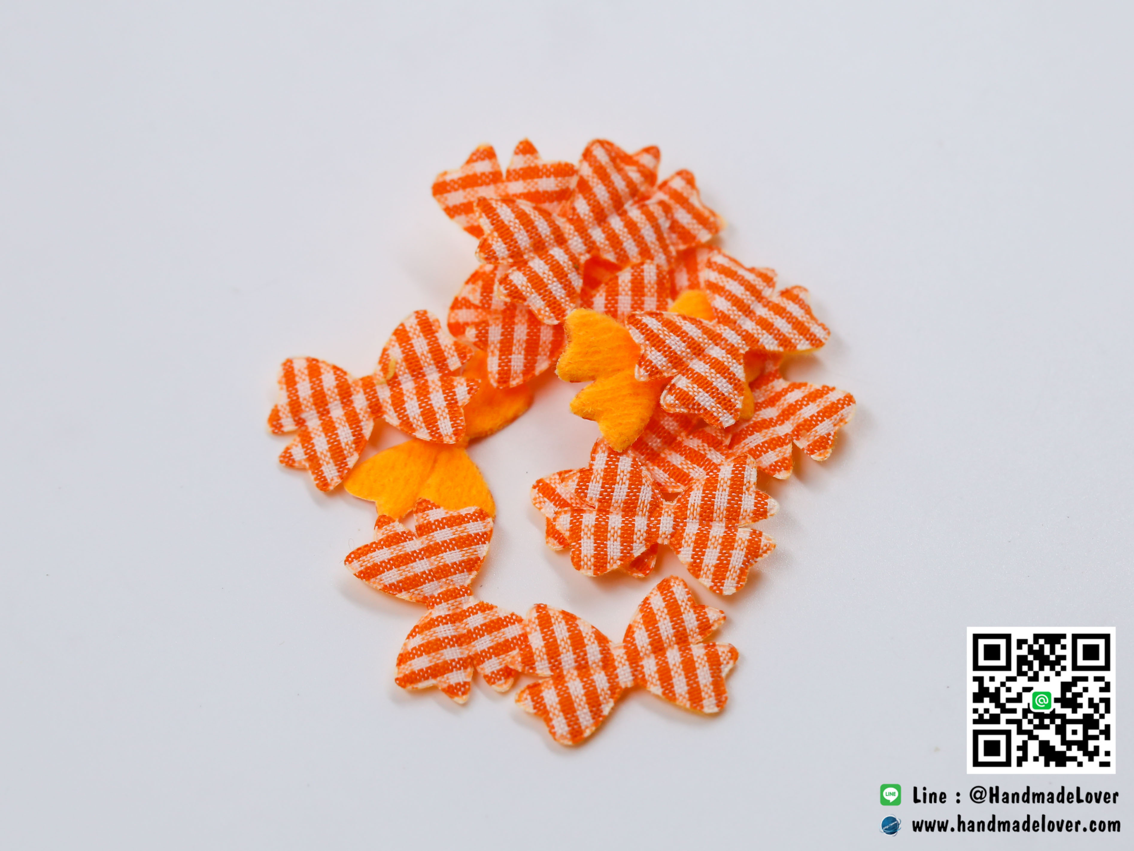 โบว์ลายสก๊อตสีส้ม (ขอบหยัก) (แพ็ค 15 ชิ้น)