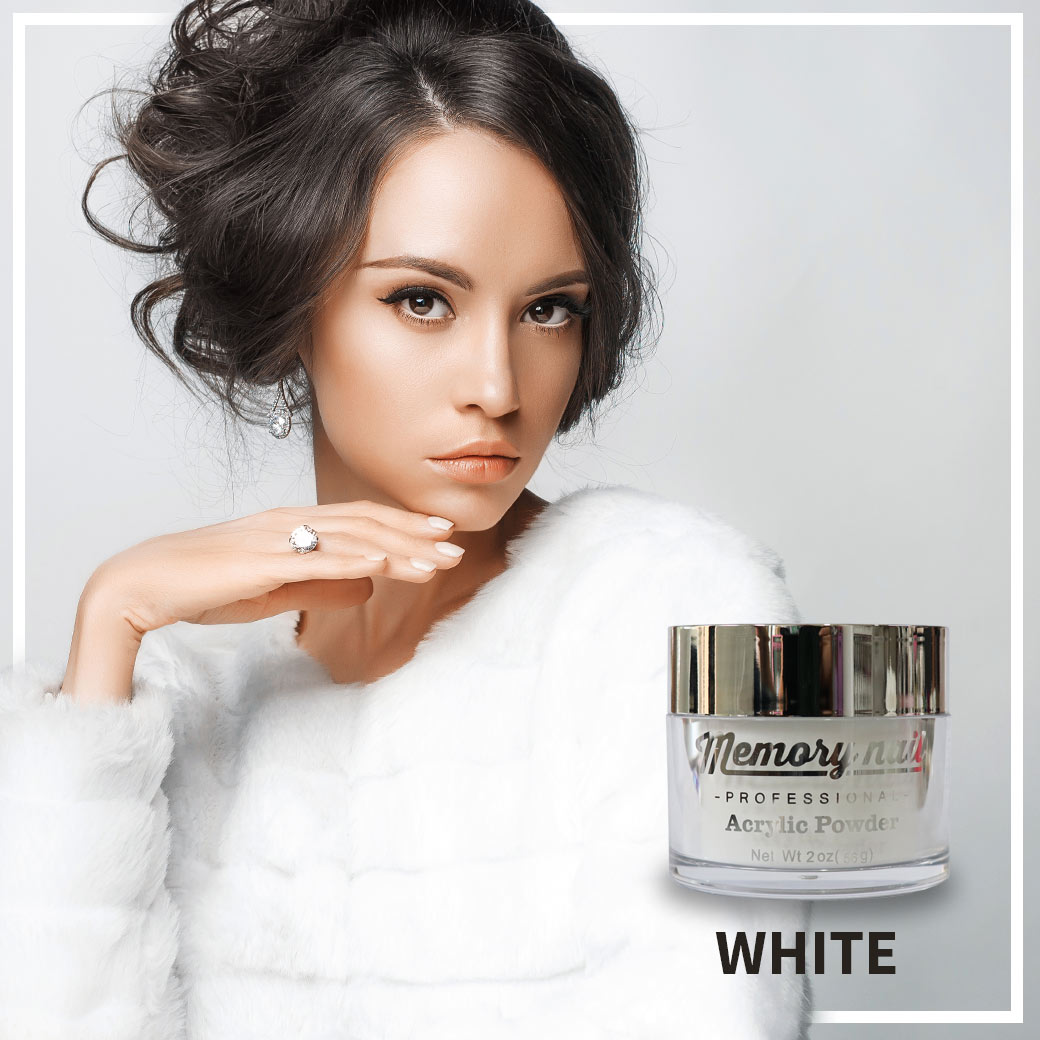 ผงอะคริลิค สีขาว WHITE ขนาด 2 ออนซ์ รุ่น PROFESSIONAL ซีรีย์ แบรนด์ Memory nail