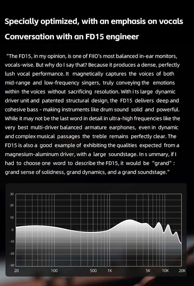 FiiO FD15 หูฟัง IEMs ไดรเวอร์ไดนามิก 13.8 มม.ไดอะแฟรมแมกเนเลียม บอดี้แสตนเลส 316L รองรับ Hi-Res ประกันศูนย์ไทย