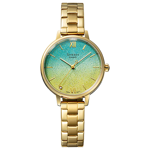 นาฬิกา คาสิโอ Casio SHEEN SAPPHIRE CRYSTAL คริสตัลแซฟไฟร์ SHE-4548 series รุ่น SHE-4548G-2A ของแท้ รับประกัน1ปี