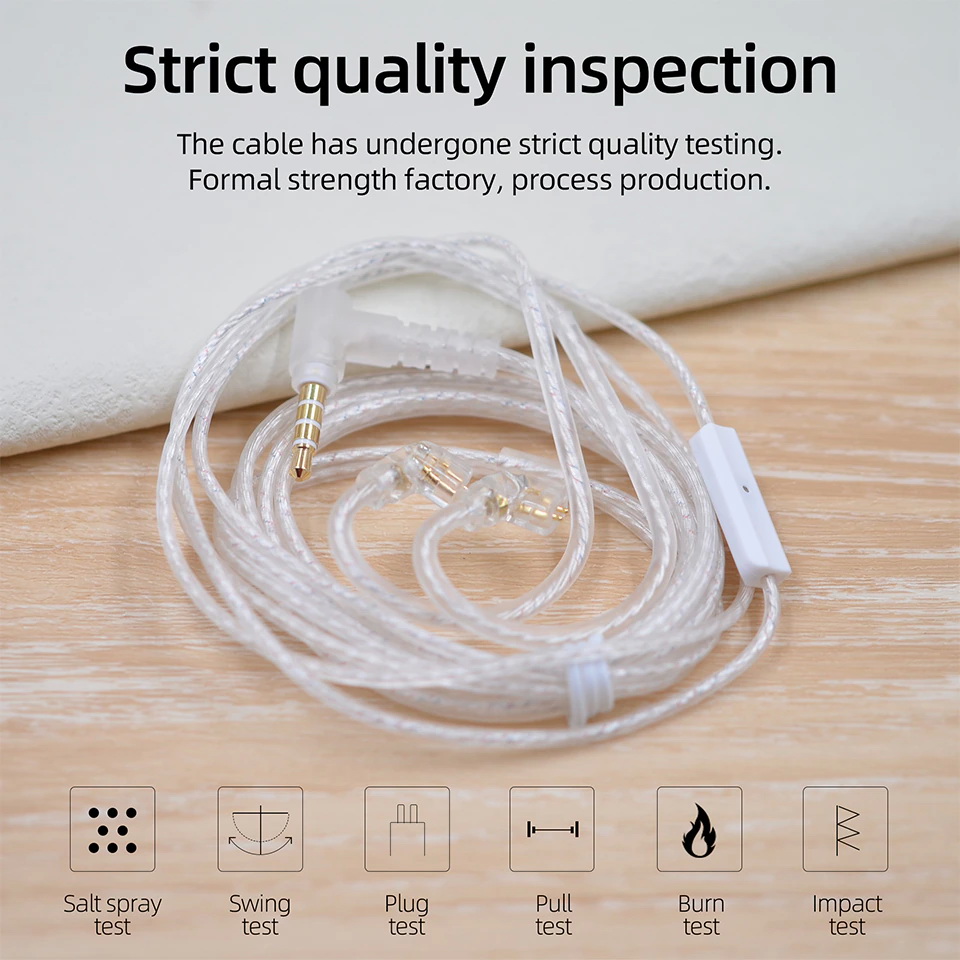 ขาย KZ New Silver สายอัพเกรดหูฟังชุบเงินถัก สาย Flat รุ่นล่าสุด