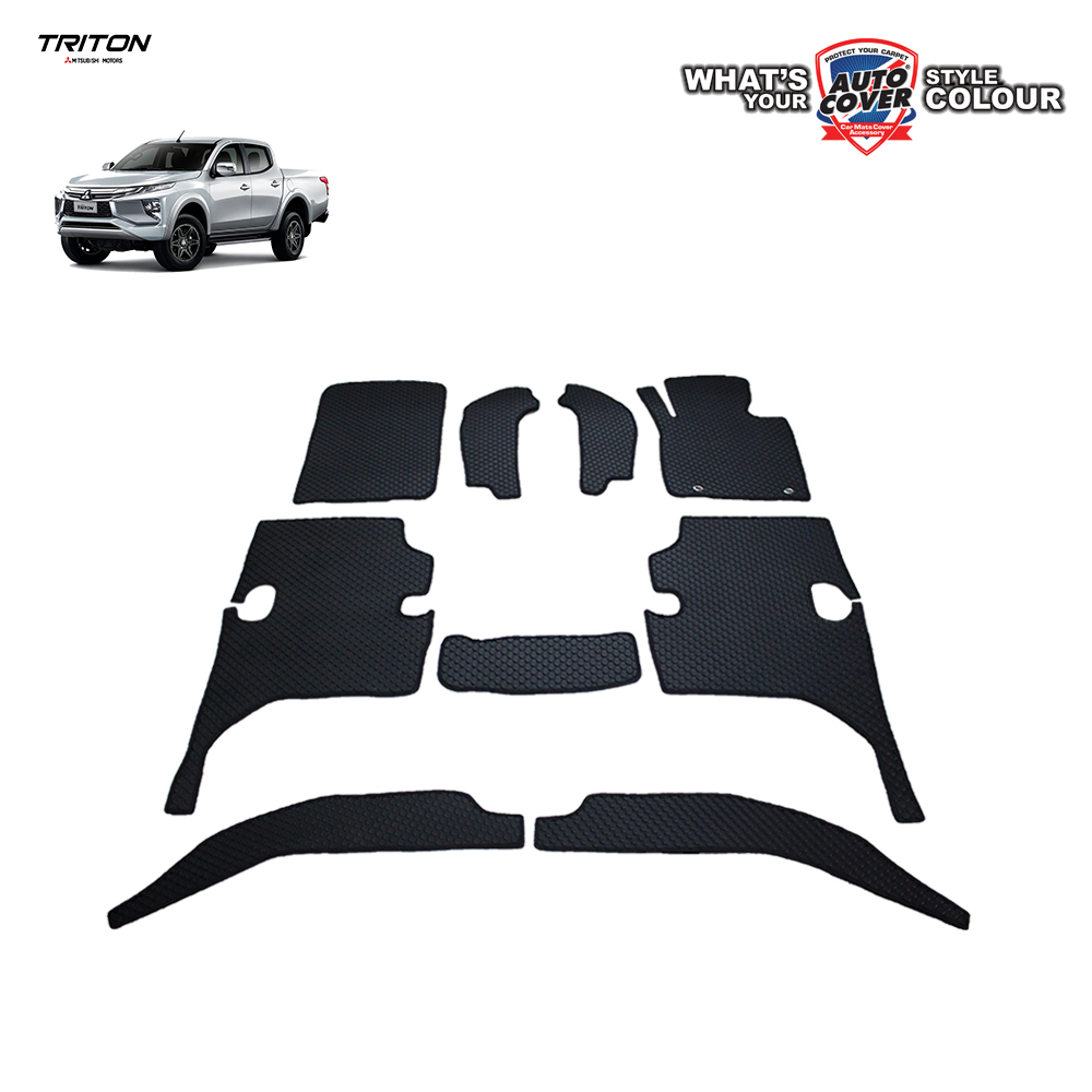พรมปูพื้นรถยนต์ พรมกระดุม รถ MITSUBISHI ALL NEW TRITON 4 Door ปี 2019-2023 ชุดภายในห้องโดยสาร จำนวน 9 ชิ้น
