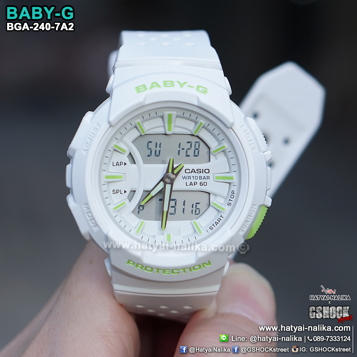 นาฬิกา Casio Baby-G for Running BGA-240 Neon Color series รุ่น BGA-240-7A2 ของแท้ รับประกัน1ปี