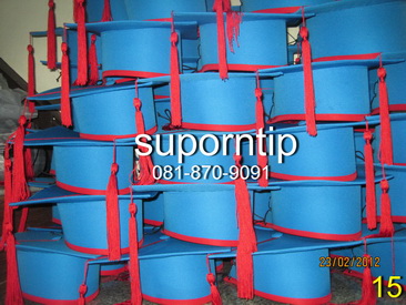 หมวก ฟ้า-แดง หมวกบัณฑิตน้อย หมวกรับปริญญา หมวกอนุบาล ประถม มัธยม
