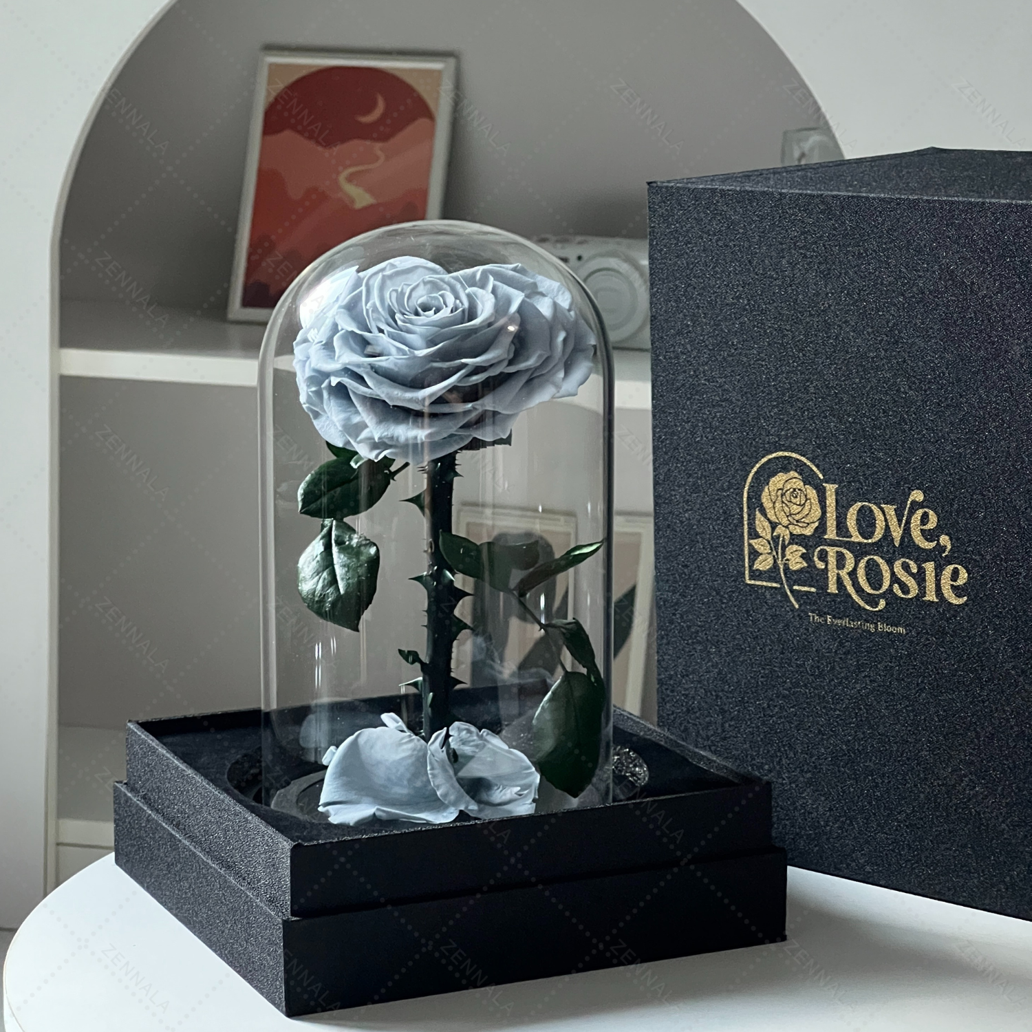 กุหลาบสดในโหลแก้ว ทรงหัวใจ มี 4 สีให้เลือก พร้อมกล่องสุด Premium