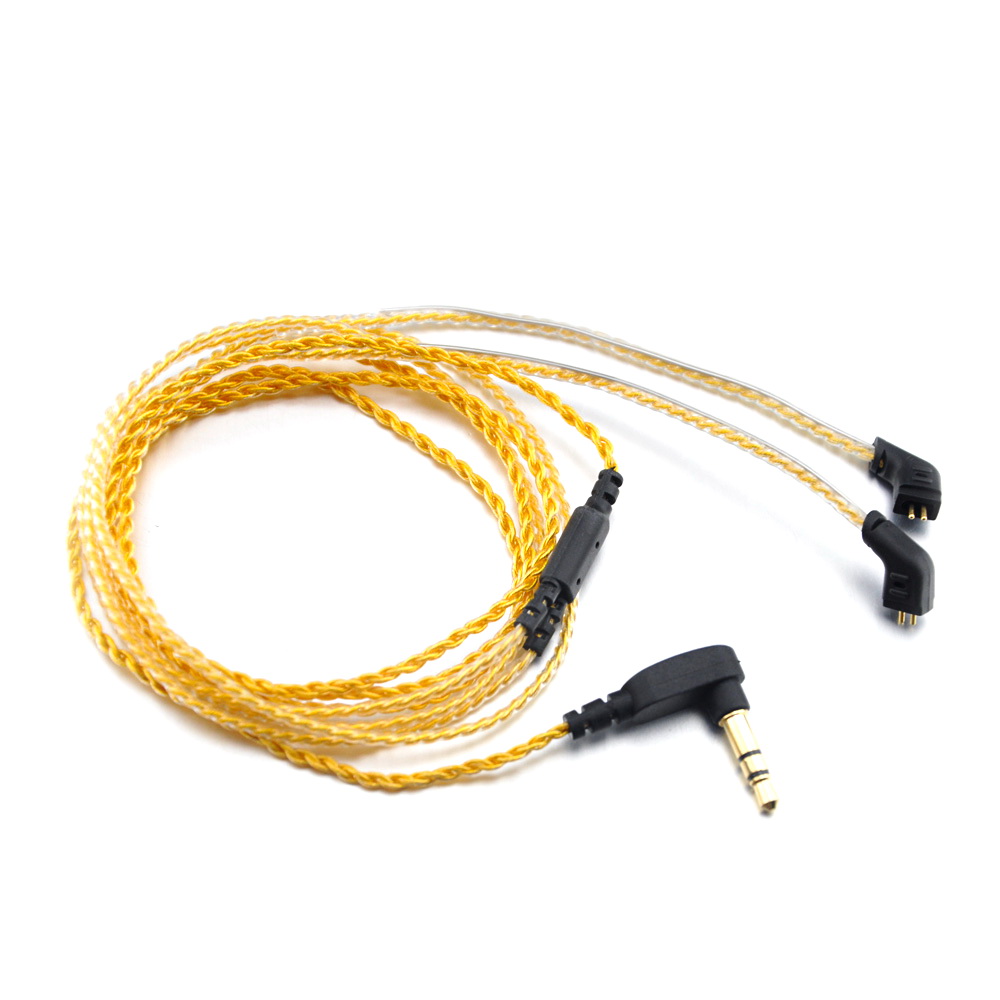 ขาย สายหูฟังชุบเงินถักสำหรับ KZ ZST / ED12 สีทอง