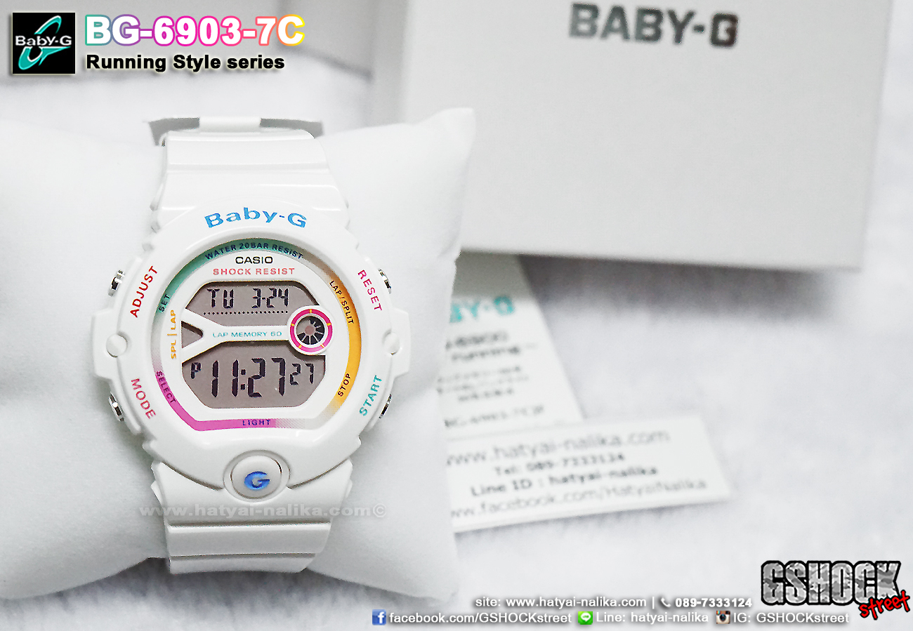 นาฬิกา คาสิโอ Casio Baby-G for Runner Vivid PopColor series รุ่น BG-6903-7C สีขาวรุ้ง ใหม่ล่าสุด!!