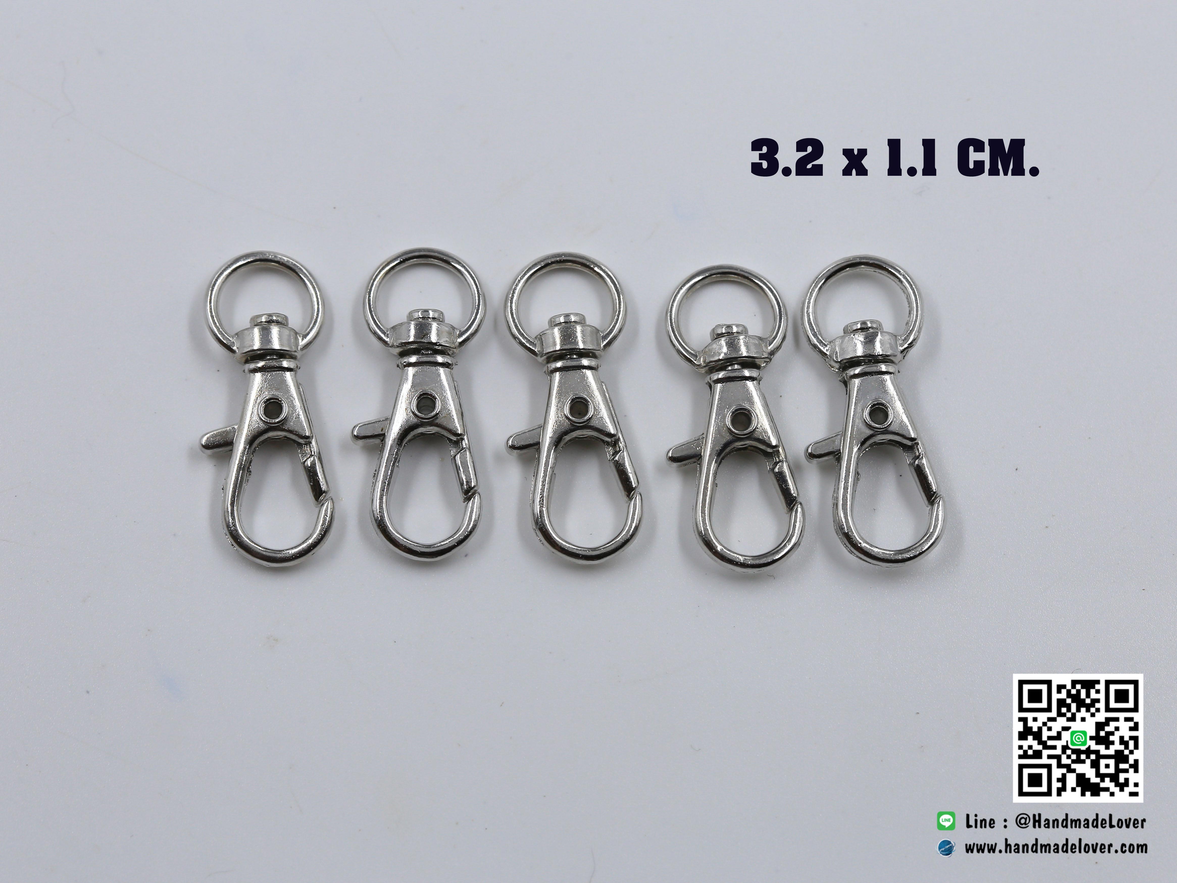 ตะขอก้ามปู สีนิเกิล ขนาด 11 x 32 mm.
