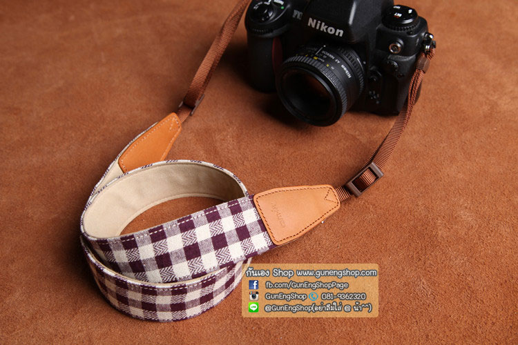 สายคล้องกล้องลายสก็อตสีสดใส CAM-IN Scott Navy Blue
