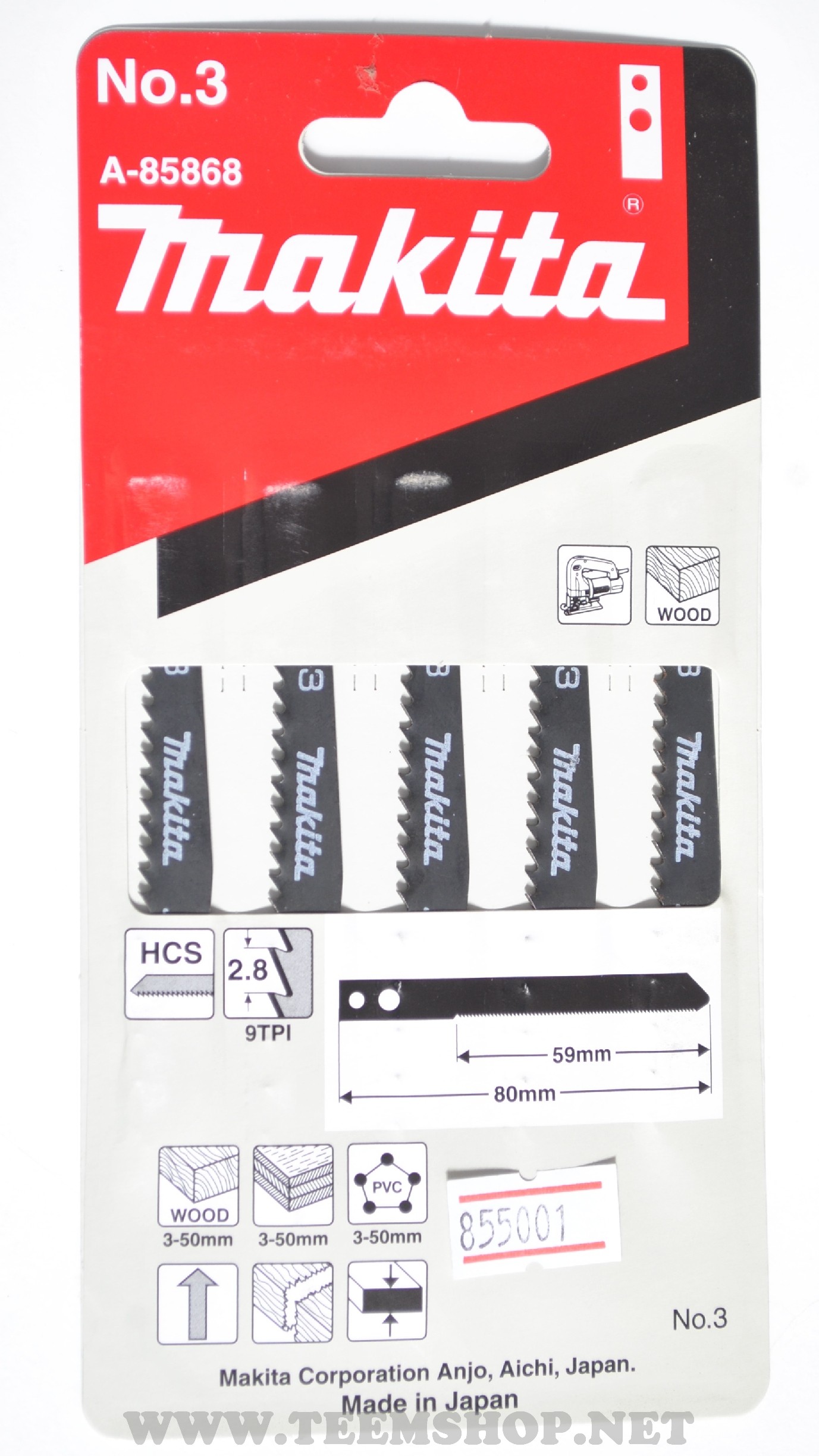 MAKITA ใบเลื่อยจิ๊กซอ NO.3(5ใบ/1PAC) A-865868