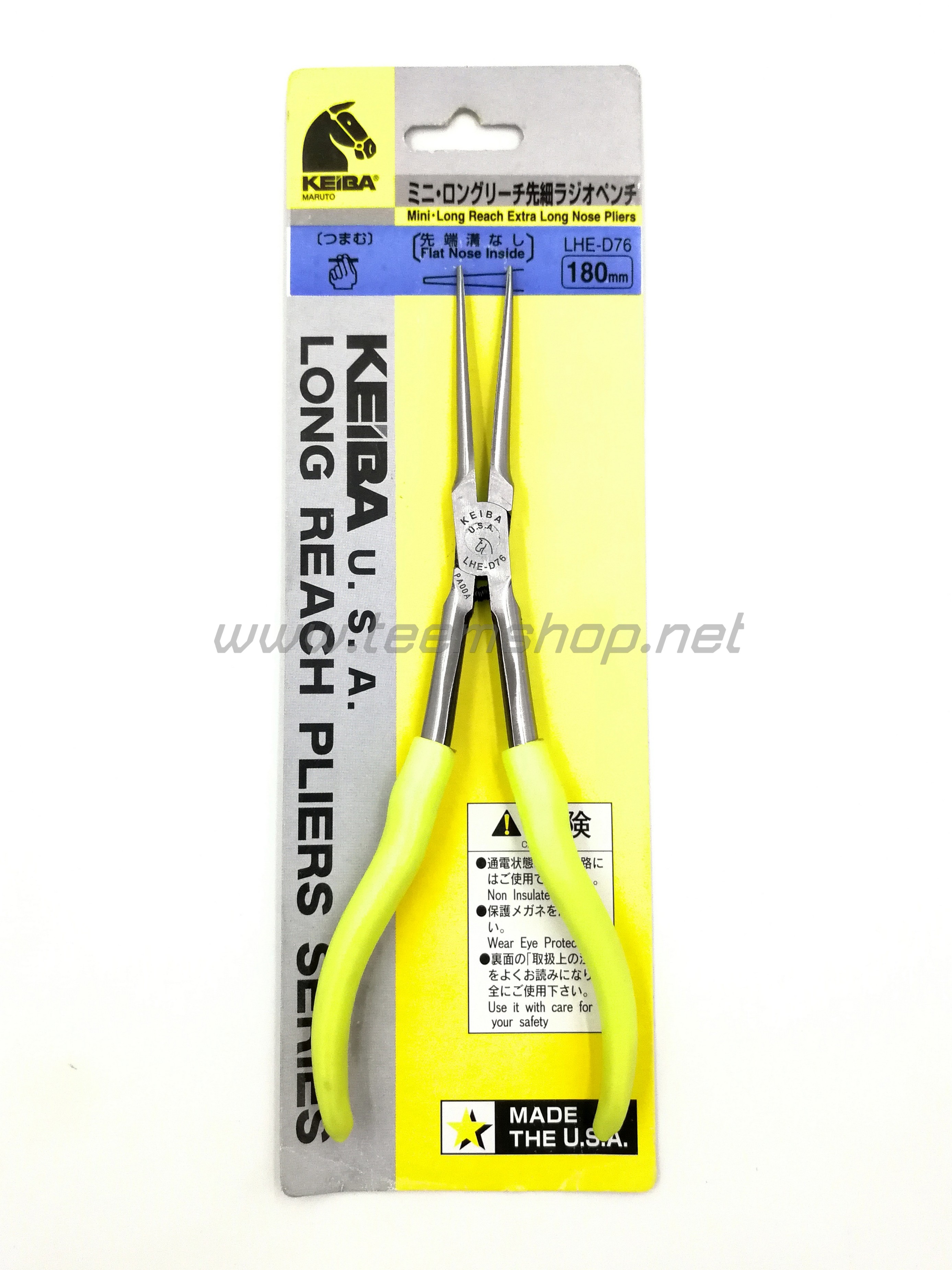 KEIBA คีมมินิ ด้ามยาว ปากแหลมยาว LHE-D76 180mm. ไม่มีฟัน Made in USA