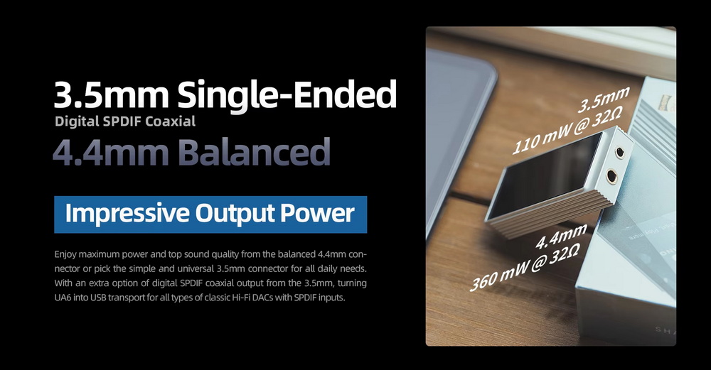 Shanling UA6 DAC/AMP พกพาชิป Cirrus Logic CS43131 x4 รองรับ 32bit/768kHz, Hi-Res ประกันศูนย์ไทย