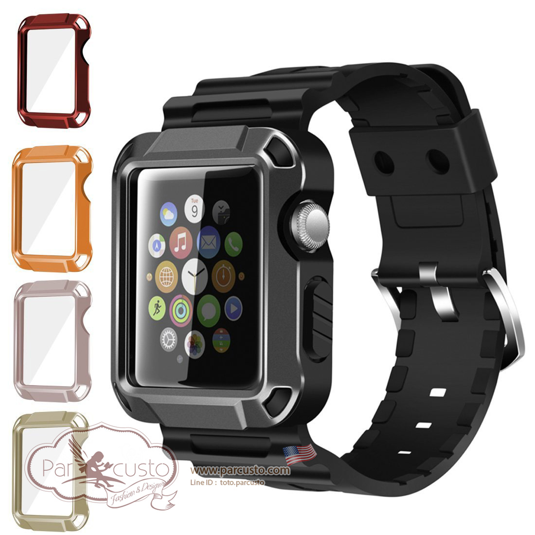 เคสกันกระแทก Apple Watch Series 1 Series 2 ขนาด 38mm และ 42mm [Universal 5-in-1] จาก iitee [Pre-order USA]