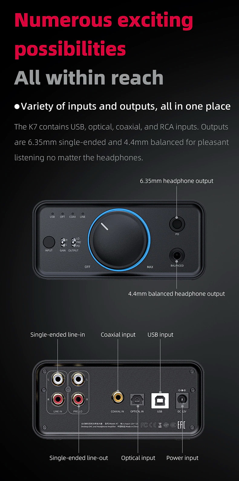 FiiO K7 True balanced DAC/Amp ตั้งโต๊ะ กำลังขับสูง ประกันศูนย์ไทย