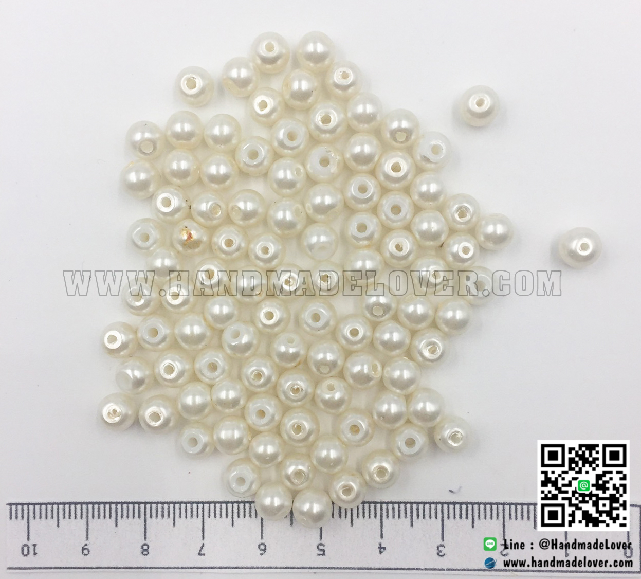 ลูกปัดมุก ทรงกลม ขนาด 5 มิล. (แพ็ค 10 กรัม ประมาณ 180 ชิ้น)