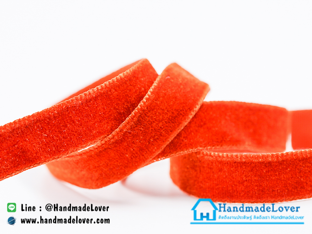 ริบบิ้นกำมะหยี่ สีส้ม ขนาด 13 มิล