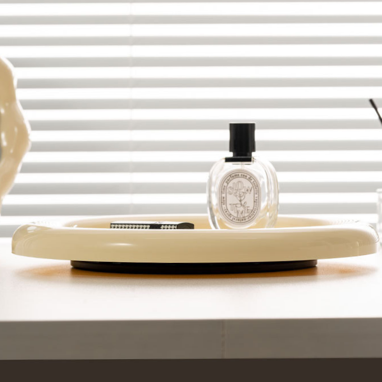 ถาดใส่ของ หมุนได้ 360 ํ มินิมอล ขอบมนใหญ่