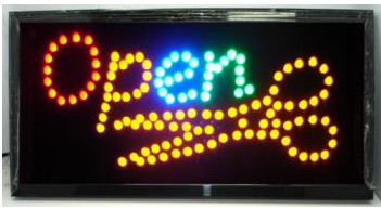 ป้ายไฟ LED OPEN กรรไกร ร้านตัดผม คุณภาพเกรดA