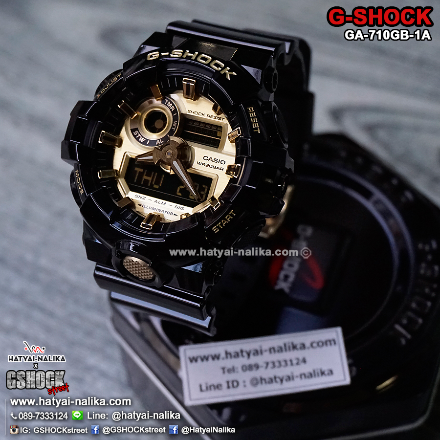 นาฬิกา คาสิโอ Casio G-Shock Standard ANALOG-DIGITAL รุ่น GA-710GB-1A (สีดำทอง) ของแท้ รับประกัน 1 ปี