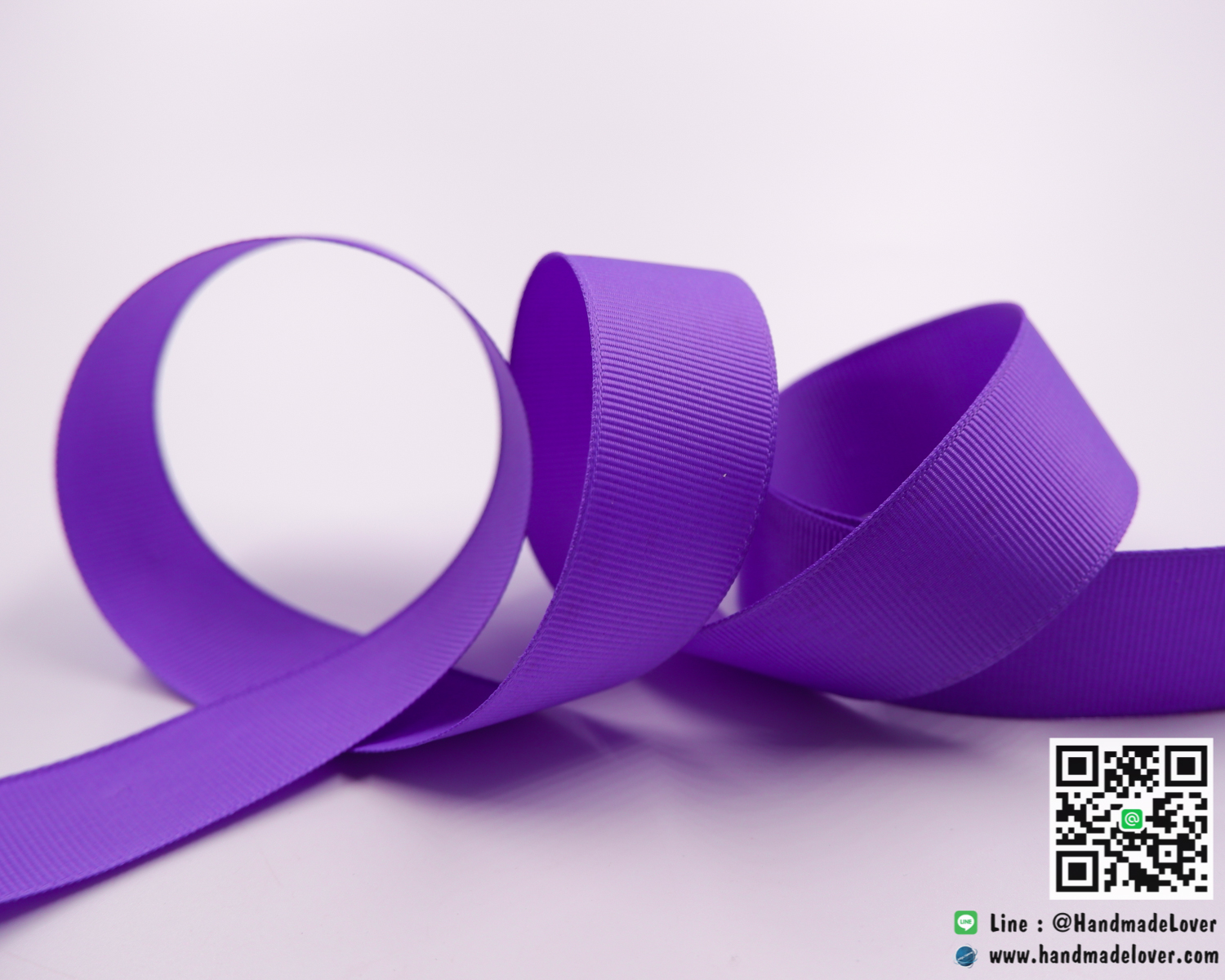 ริบบิ้นผ้า กรอสเกรน สีน้ำม่วง [สีพื้น]