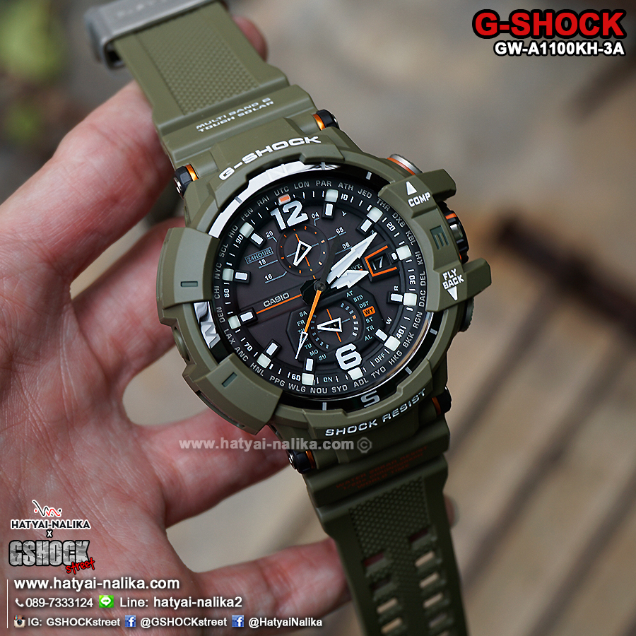นาฬิกา Casio G-Shock นักบิน GRAVITYMASTER Master in OLIVE DRAB series รุ่น GW-A1100KH-3A ของแท้ รับประกัน1ปี