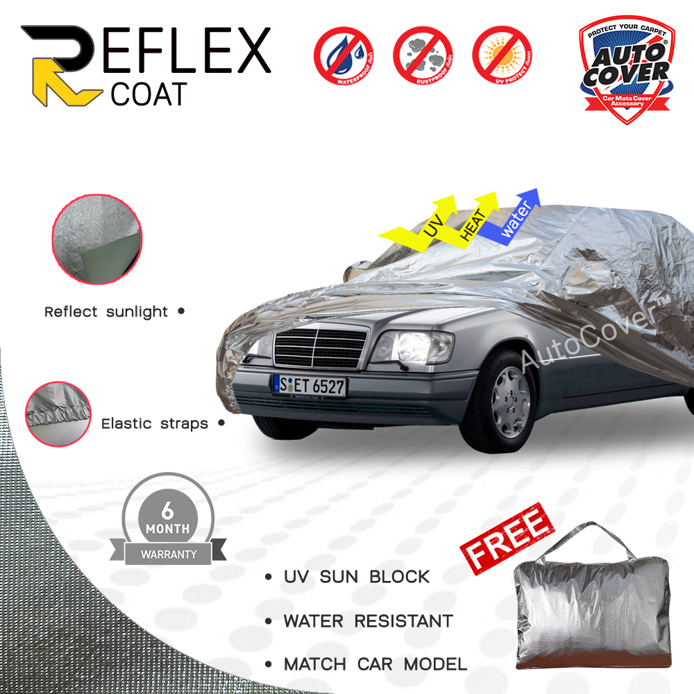 ผ้าคลุมรถเข้ารูป รถ MERCEDES BENZ E Class รหัส W124 ปี 1988-1996 ผ้าคลุมกันแดด กันไอร้อน กันน้ำ รุ่น REFLEX COAT