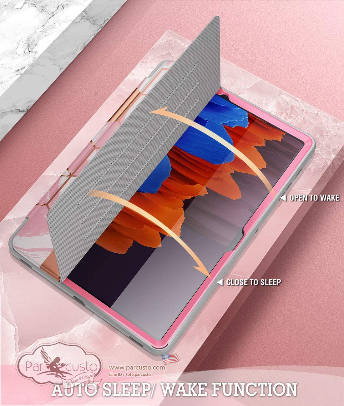 เคส Samsung Galaxy Tab S7 Plus 12.4 inch 2020 [Popshine Marble Series] จาก Poetic [Pre-order USA]