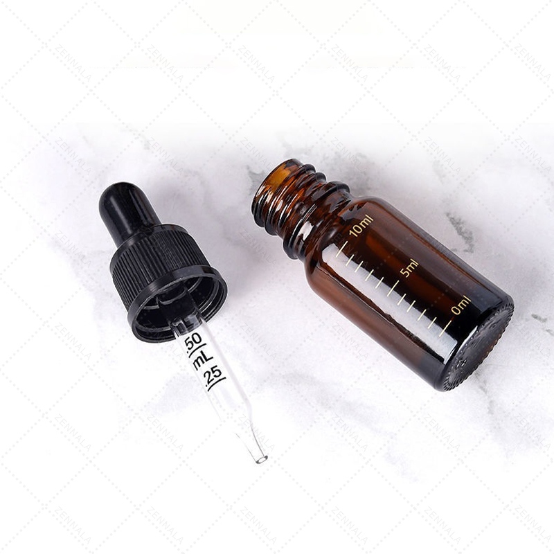 ขวดหยดสีชา ขวดแก้ว หลอดหยดมีสเกล Amber Glass Dropper Bottle