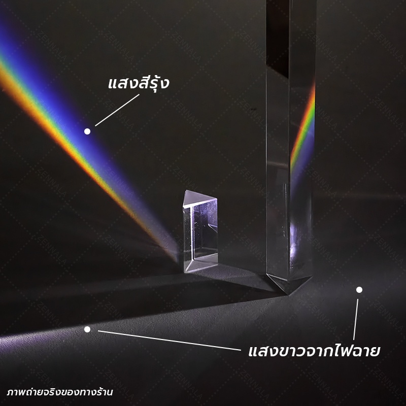 แท่งปริซึมแก้ว ปริซึมสามเหลี่ยม กระจายแสงสีรุ้ง หักเหแสง Triangular Glass Prism มีหลายขนาดให้เลือก