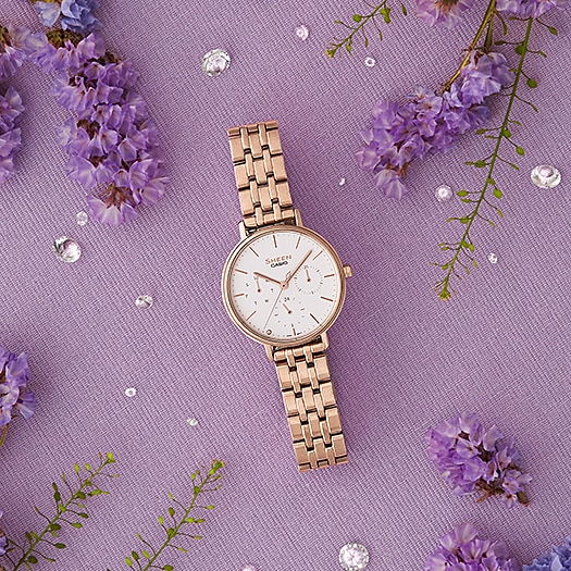 นาฬิกา คาสิโอ Casio SHEEN SAPPHIRE CRYSTAL คริสตัลแซฟไฟร์ SHE-4541 series รุ่น SHE-4541CG-7A ของแท้ รับประกัน1ปี