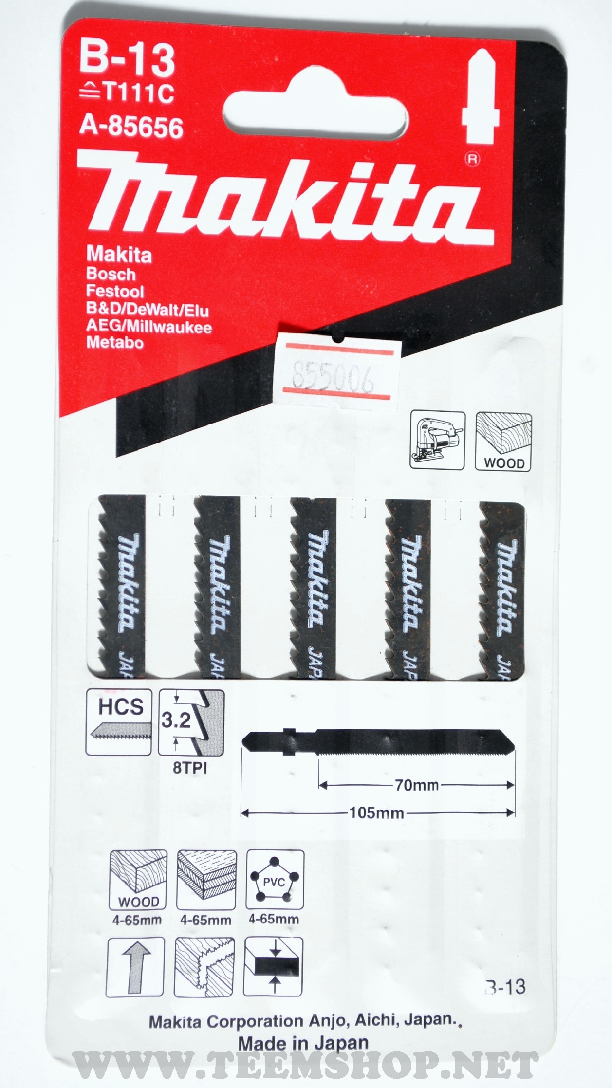 MAKITA ใบเลื่อยจิ๊กซอ B-13(5ใบ/1PACK) A-85656
