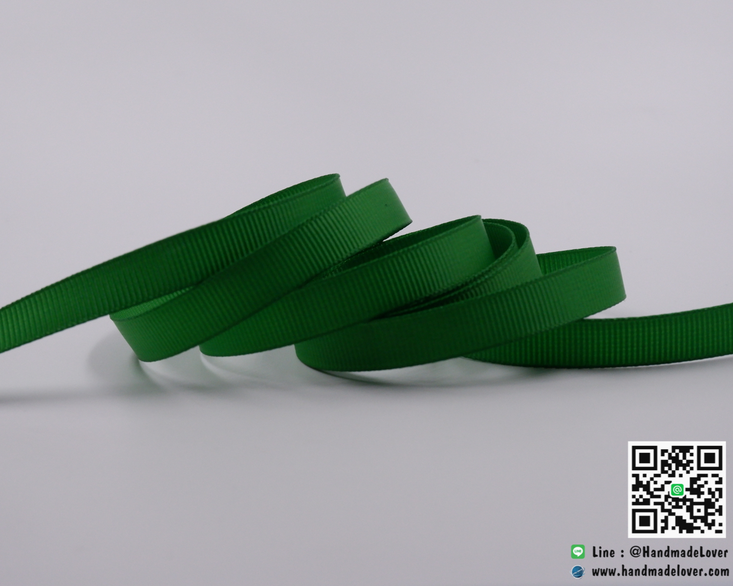 ริบบิ้นผ้า กรอสเกรน สีเขียว