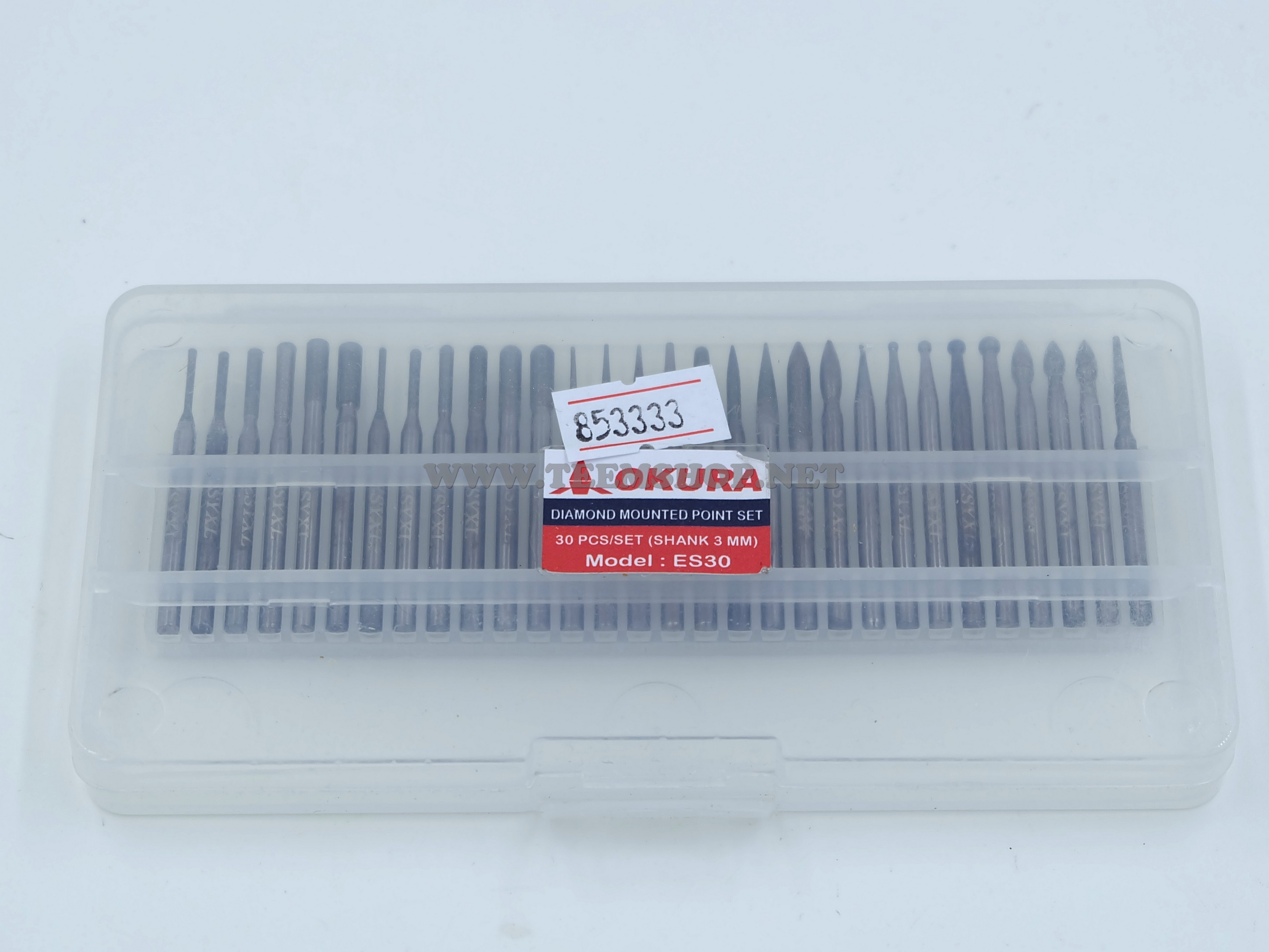OKURA เหล็กเจียร์เพชร แกน3MM. 30 ตัวชุด ES30