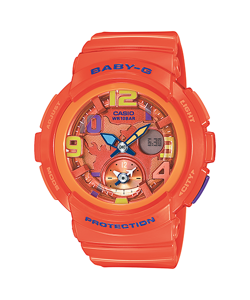 นาฬิกา คาสิโอ Casio Baby-G ANALOG-DIGITAL Beach Traveler series รุ่น BGA-190-4B "ส้มส้ม" ของแท้ รับประกัน1ปี