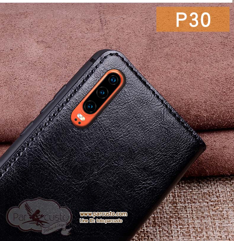 เคสหนังแท้ Huawei P30 และ P30 PRO (กรุณาระบุรุ่น) Design 03 จาก Wobiloo [Pre-order]