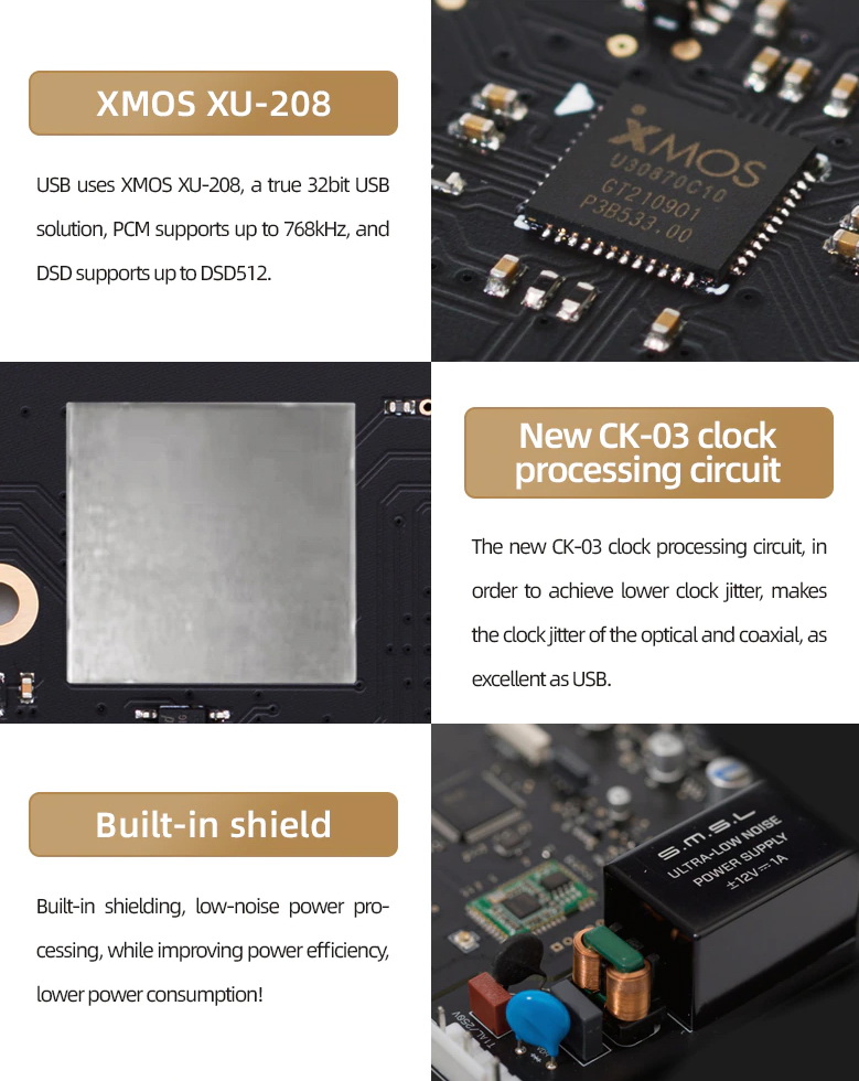 SMSL D300 DAC ตั้งโต๊ะชิป ROHM BD34301EKV ระดับเรือธง ประกันศูนย์ไทย