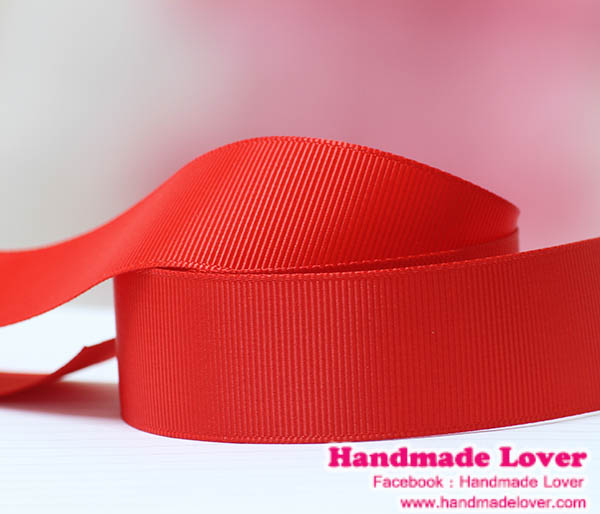 ริบบิ้นผ้า กรอสเกรน สีแดง ขนาด กว้าง 25 mm [สีพื้น]