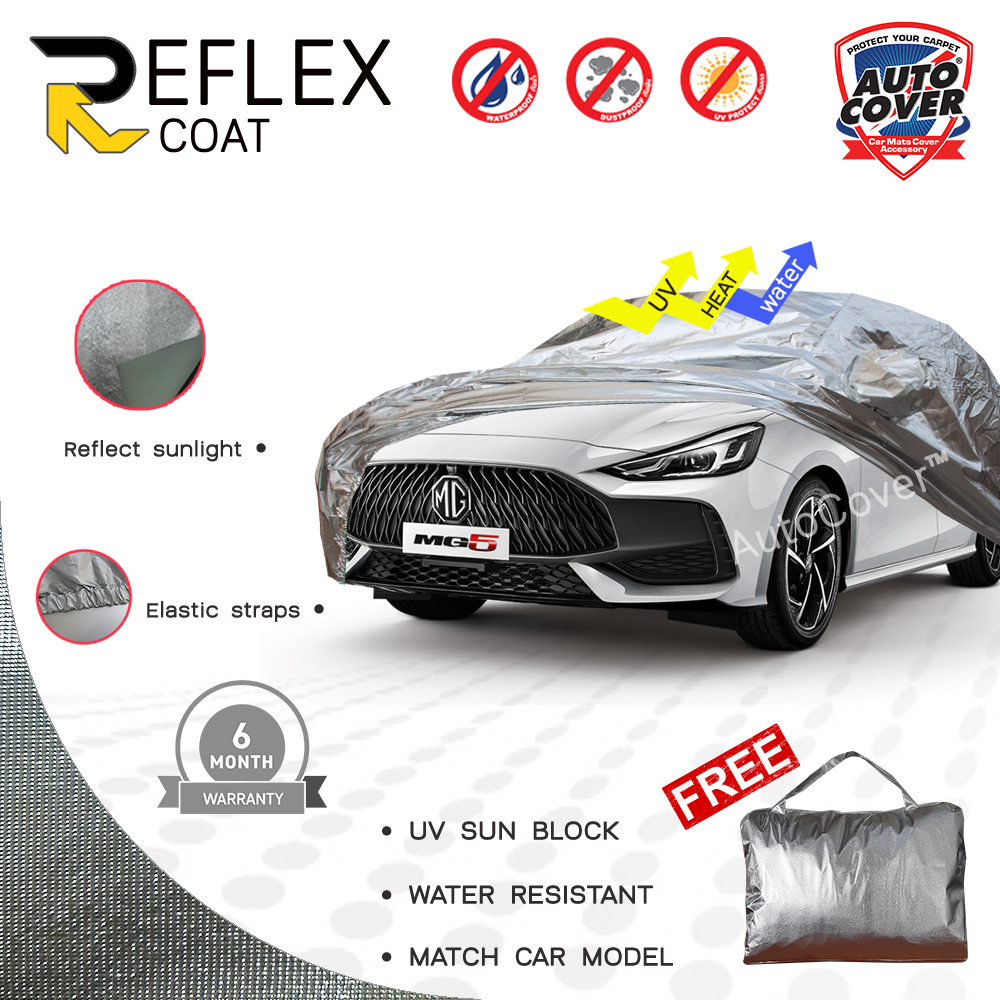 ผ้าคลุมรถเข้ารูป รถ MG 5 ปี 2021-2026 ผ้าคลุมกันแดด กันไอร้อน กันน้ำ รุ่น REFLEX COAT