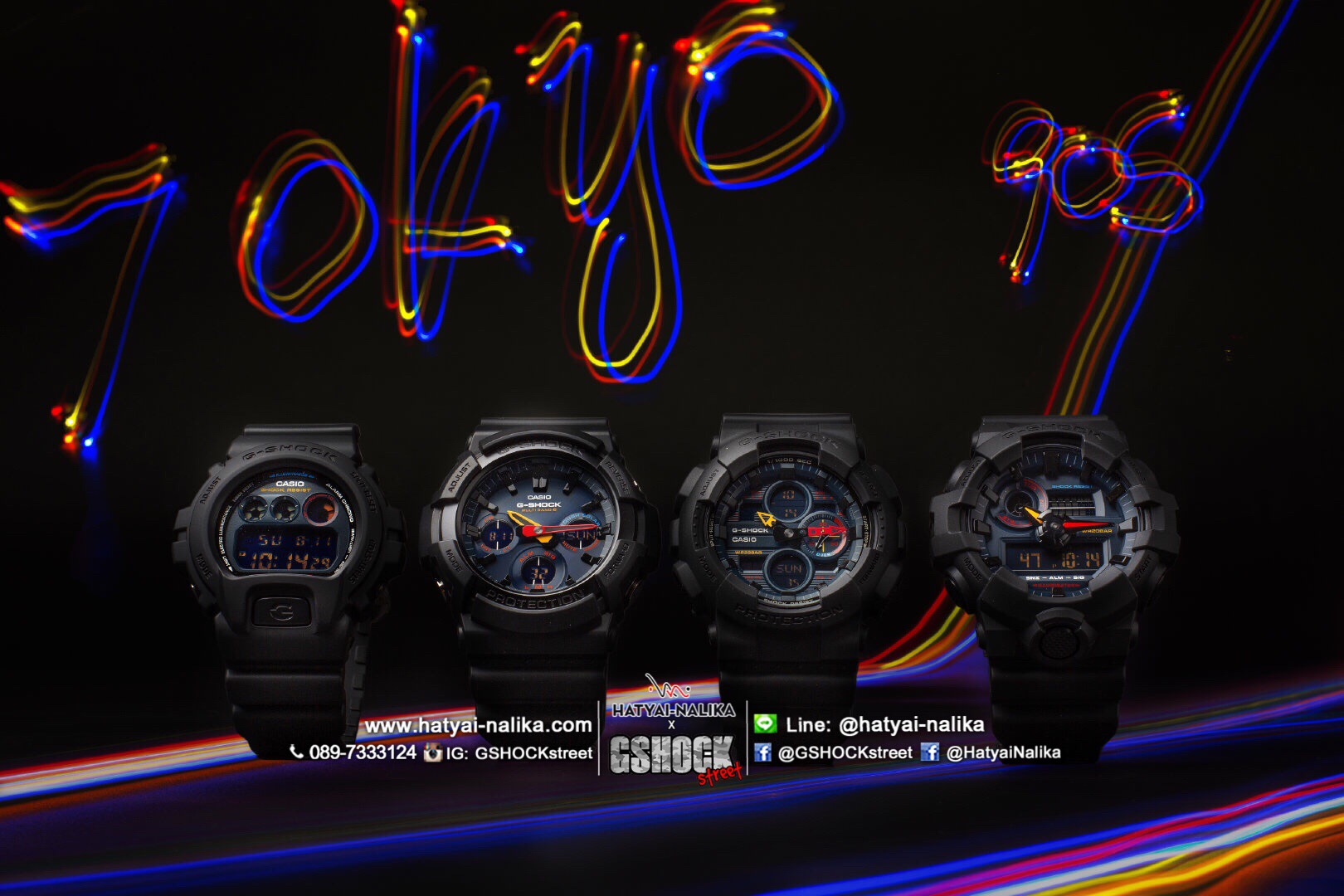 นาฬิกา Casio G-Shock Special color Basic Jet Black Multi-color series รุ่น GA-700BMC-1A ของแท้ รับประกัน1ปี
