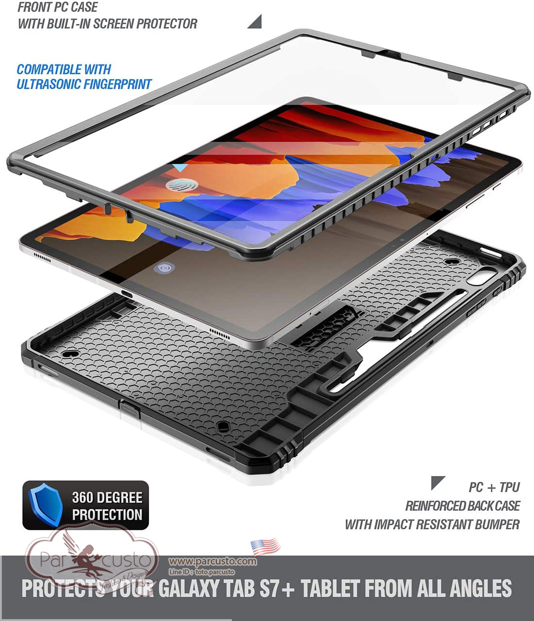 เคสกันกระแทก Samsung Galaxy Tab S7 Plus 12.4 inch 2020 [Revolution Series] จาก Poetic [Pre-order USA]