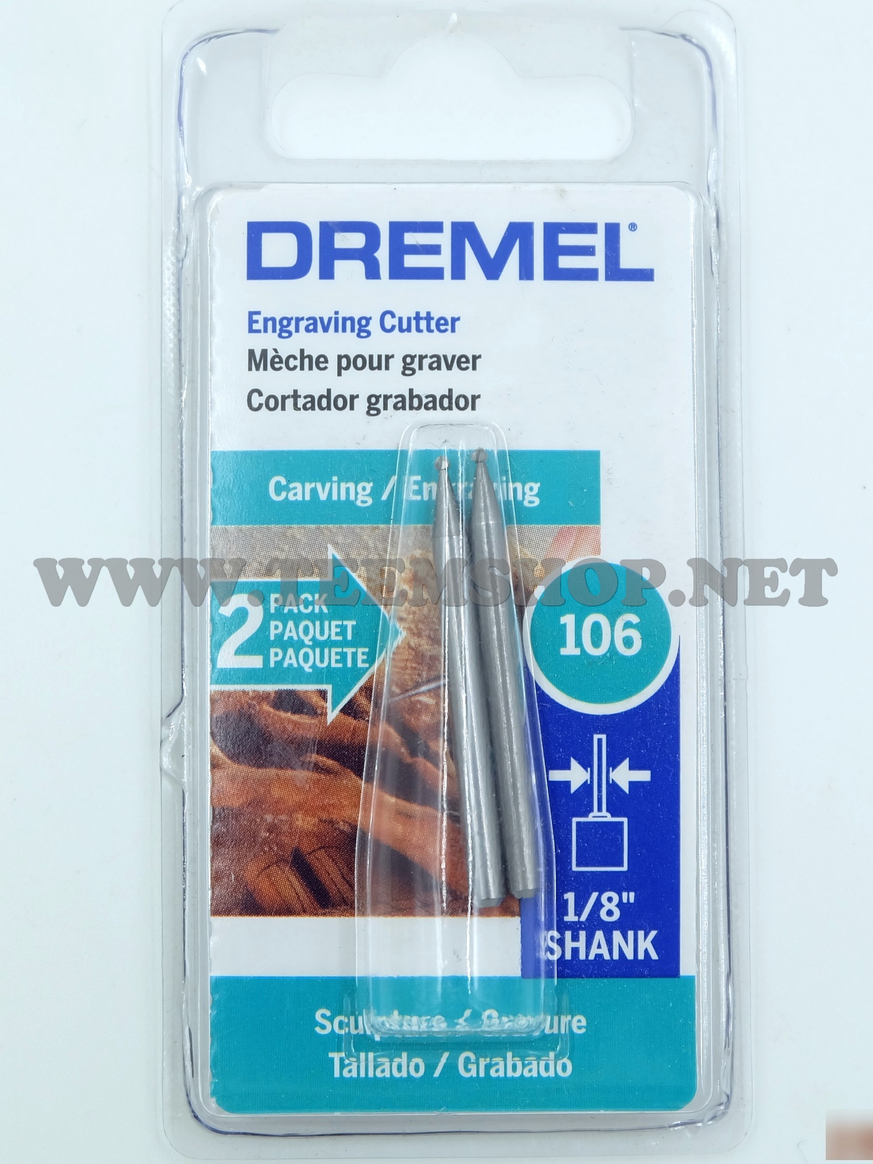26150106AC DREMEL 106 เหล็กเจียร์ไฮสปีดแกน 3.2 มม หัวกัดโต 1.6 มม. .แพ็ค2ตัว