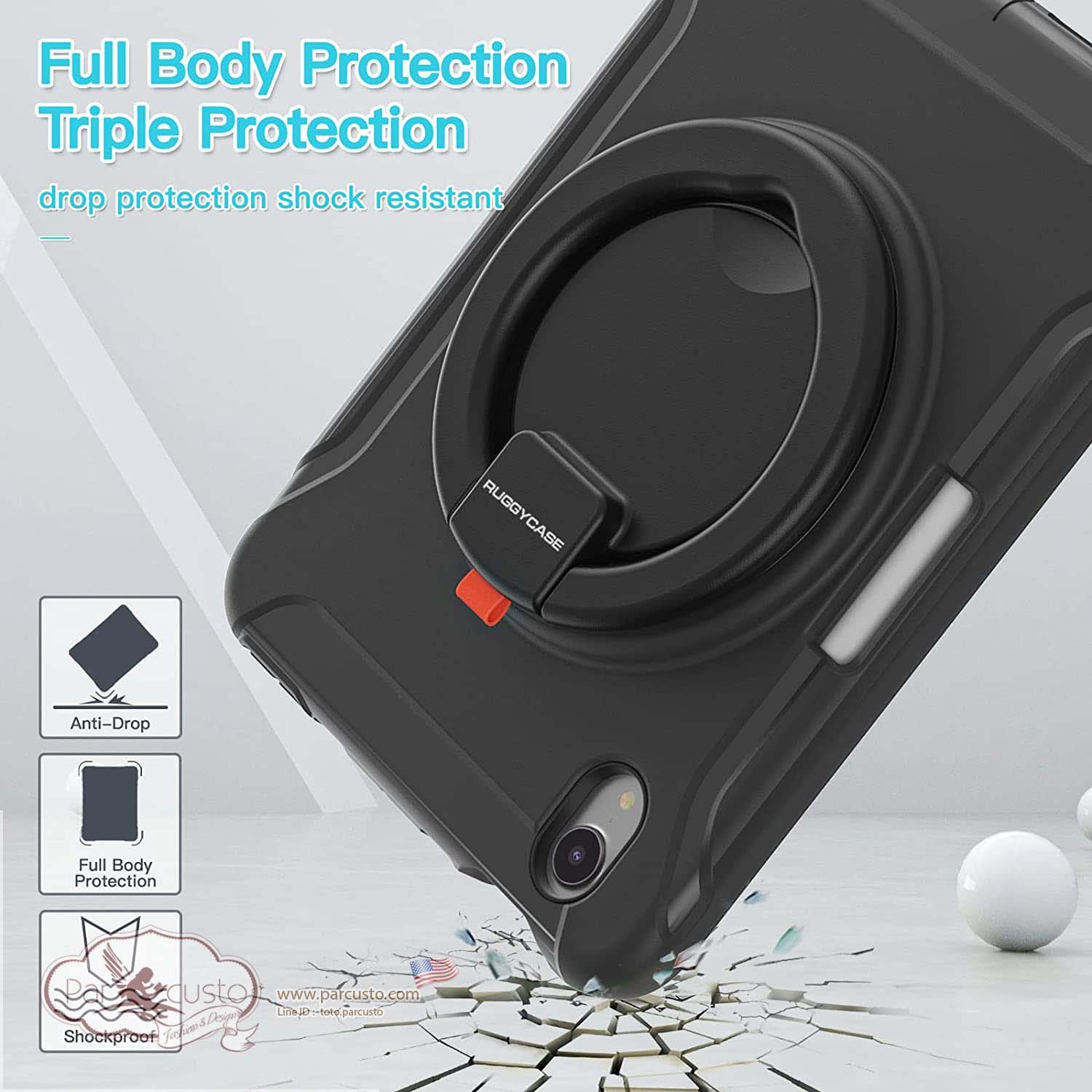 เคสกันกระแทก Apple iPad mini 6 2021 [360 Degrees Rotation Stand] จาก RUGGYCASE [Pre-order USA]