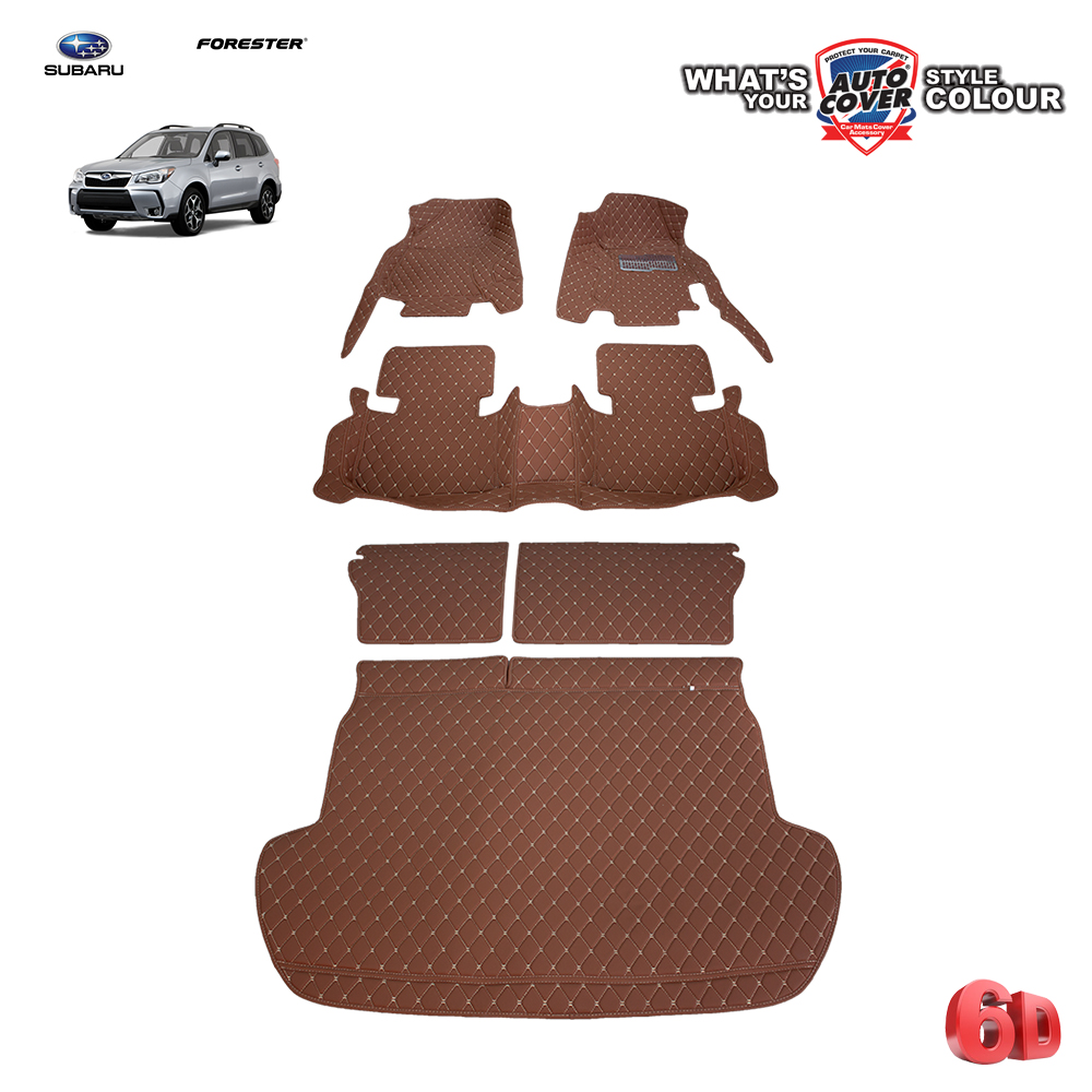 พรมรถยนต์ 6D รถ SUBARU FORESTER ปี 2015-2019 ชุดภายในห้องโดยสาร+หลังเบาะแผ่นท้าย จำนวน 6 ชิ้น