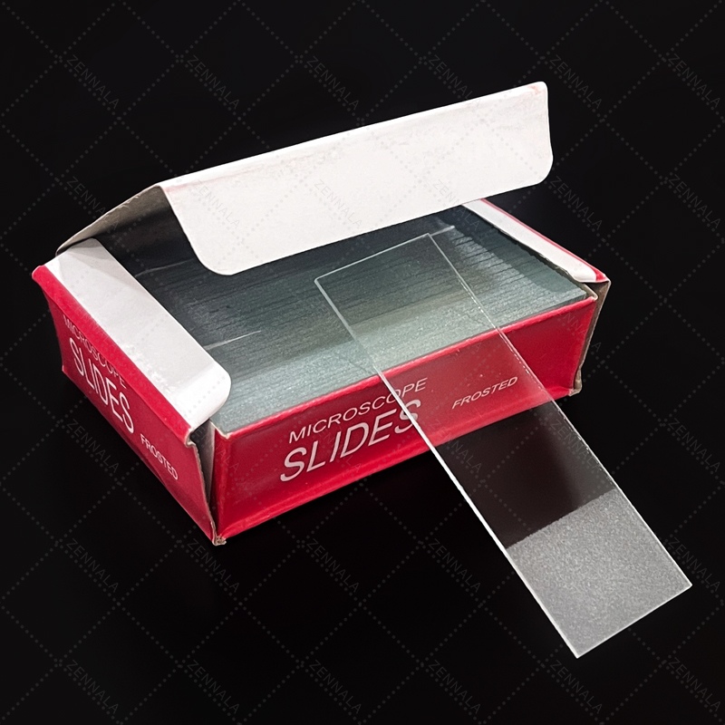 กระจกสไลด์ หนา 1 mm สี่เหลี่ยมผืนผ้า 1 กล่อง 50 แผ่น