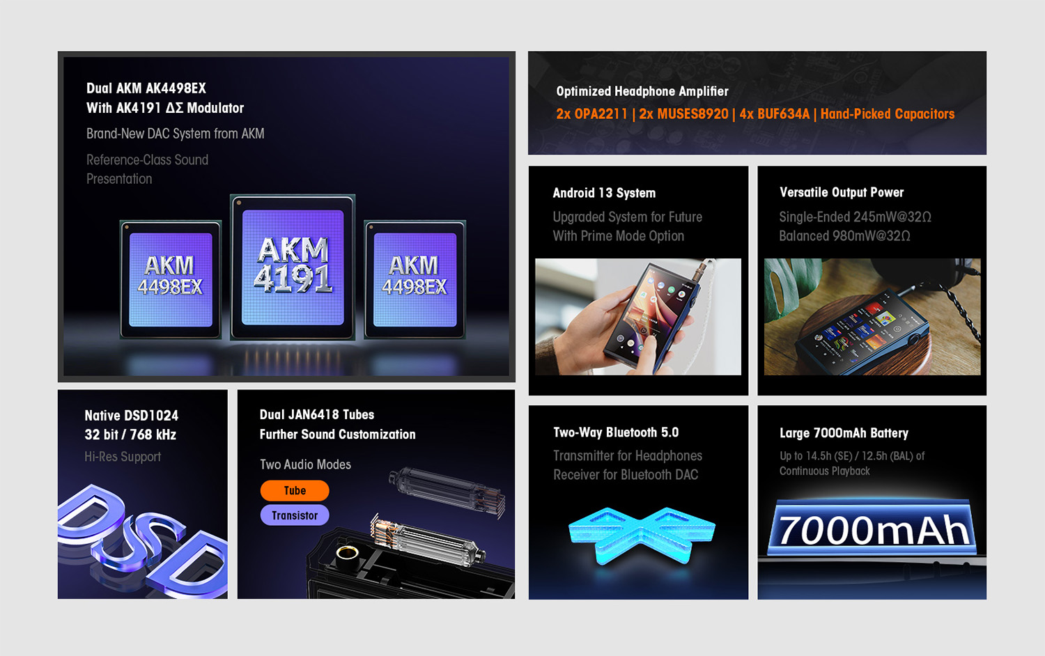 Shanling M7T DAP Android เสียงระดับเทพ ใช้หลอด JAN6418 คู่ ปรับโหมดเสียงได้ ประกันศูนย์ไทย