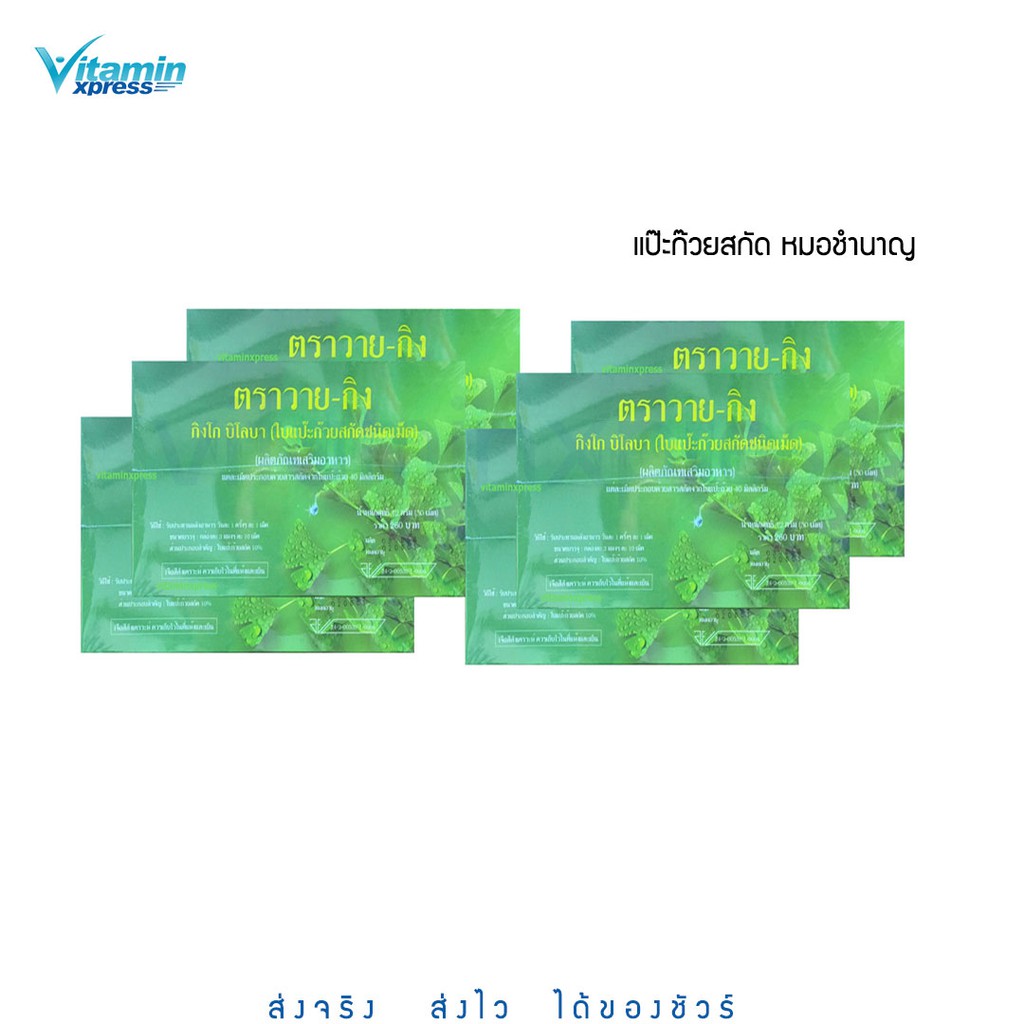 ใบแป๊ะก๊วยสกัด Y-GINK กิงโก บิโลบา ตราวาย-กิง (1กลอ่ง มี 30 เม็ด) แพค 6 กล่อง วาย-กิง
